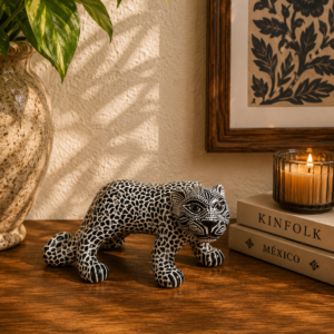 Clay Jaguar Sculpture, Mexican Folk Art Jaguar Amatenango Del Valle Chiapas