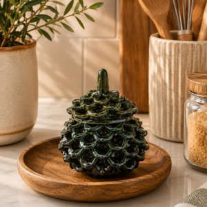 Artichoke Sugar Bowl Made Of Glazed Clay From Michoacan Mexico