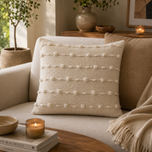 Handwoven Wool Throw Pillow Made Of Sheep Wool From Mexico