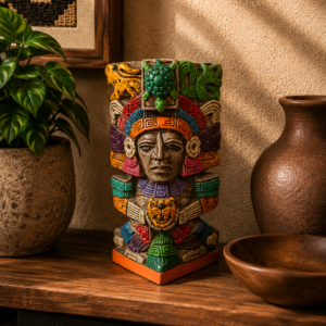 Prehispanic Warrior Bust Made Of Plaster From Mexico