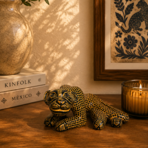 Clay Jaguar Sculpture, Mexican Folk Art Jaguar Amatenango Del Valle Chiapas