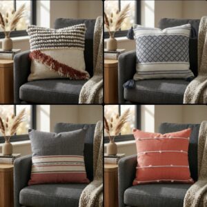 Handwoven Cotton Pillow Cover From Oaxaca Mexico, Pedal Loom Textile, Decorative Throw Cushion Handmade