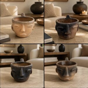 Smoked Clay Face Mug Handmade In Oaxaca Mexico Rustic Pottery Cup Artisan Ceramic Handmade By Mexican Artisans