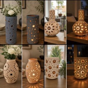 Handmade Clay Vase And Candle Lantern From Oaxaca Mexican Pottery Dual Purpose Home Decor Handmade By Mexican Artisans