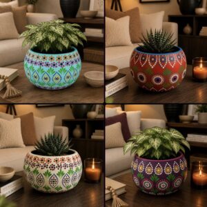 Mexican Clay Planter Pot, Capulineado Technique From Michoacan, Artisan Flower Pot, Decorative Succulent Planter, Folk Art Home Decor
