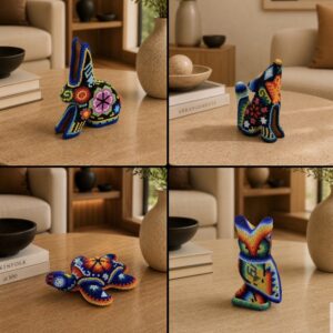 Huichol Art Sculpture Handmade With Glass Beads From Mexico Colorful Folk Art Home Decor Handmade By Mexican Artisans
