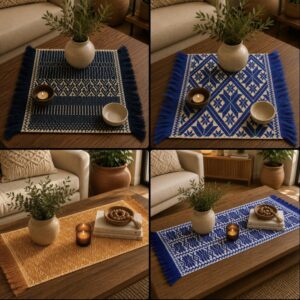 Handwoven Decorative Table Mat Woven With Mazahua Technique From Estado De México Handmade By Mexican Artisans