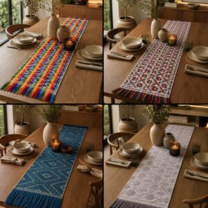 Handwoven Table Runner Woven With Mazahua Technique From Estado De México Handmade By Mexican Artisans