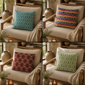 Mazahua Handmade Cotton Pillow Cover From Valle De Bravo Mexico Decorative Cushion Cover Handmade By Mexican Artisans