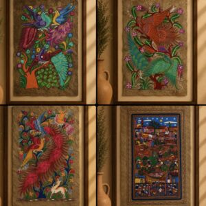 Hand Painted Amate Paper Wall Art With Acrylic Paint From Puebla Mexico Handmade By Mexican Artisans