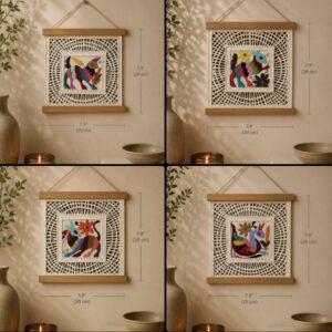 Tenango Embroidered Amate Wall Art Handmade On Bark Paper From Hidalgo Mexico, Handmade By Mexican Artisans