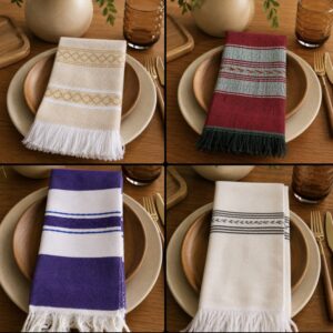 Handwoven Table Napkin Loom Woven Cotton From Oaxaca Mexico Handmade By Mexican Artisans