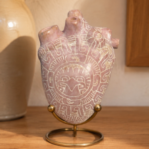 Anatomical Heart Whistle Made Of Clay From Teotihuacán, Pre-Hispanic Inspired Sculpture Handmade By Mexican Artisans.