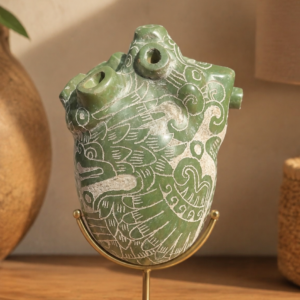 Anatomical Heart Whistle Made Of Clay From Teotihuacán, Pre-Hispanic Inspired Sculpture Handmade By Mexican Artisans