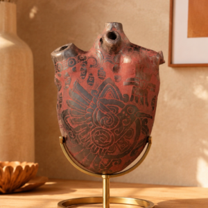 Anatomical Heart Whistle Made Of Clay From Teotihuacán, Pre-Hispanic Inspired Sculpture Handmade By Mexican Artisans