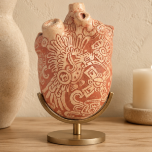 Anatomical Heart Whistle Made Of Clay From Teotihuacán, Pre-Hispanic Inspired Sculpture Handmade By Mexican Artisans