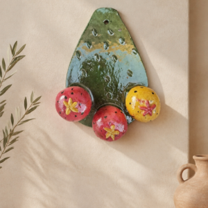 Mexican Cactus Wall Decor With Prickly Pears, Handmade Clay Nopal From Michoacán