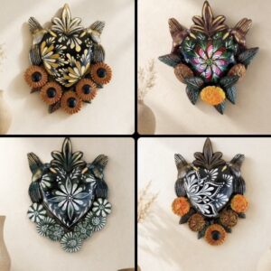 Sacred Heart Wall Art Made Of Clay From Metepec Estado De México Handmade Mexican Folk Art Handmade By Mexican Artisans