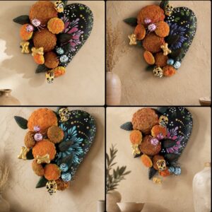 Day Of The Dead Wall Heart Made Of Clay From Metepec, Mexican Folk Art Handmade By Mexican Artisans