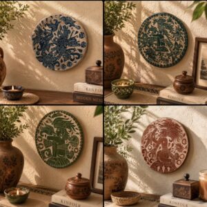 Pre-Hispanic Wall Plate Made Of Clay From Teotihuacán Estado De México, Sgraffito Technique, Handmade By Mexican Artisans