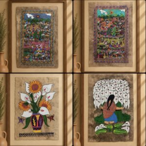 Hand Painted Amate Paper Wall Art With Acrylic Paint From Puebla Mexico Handmade By Mexican Artisans