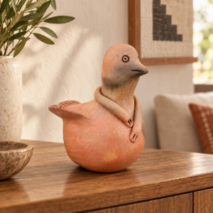 Handmade Mexican Terracotta Duck Piggy Bank – Whimsical Clay Folk Art