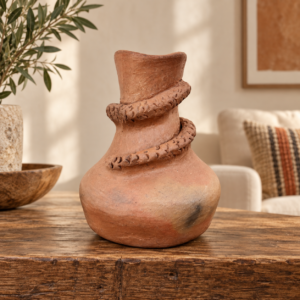 Handmade Oaxacan Burnished Clay Snake Vase – Mexican Serpent Pottery