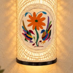 Handmade Tenango Embroidered Lamp – 12” | Hidalgo, Mexico