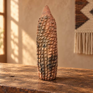 Handmade Mexican Terracotta Corn Sculpture – Rustic Clay Maize Folk Art From Oaxaca
