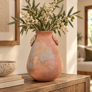Handmade Oaxacan Burnished Clay Heart Vase – Mexican Terracotta Pottery