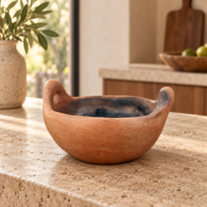 Small Handmade Mexican Terracotta Cazuela with Handles – Rustic Clay Bowl