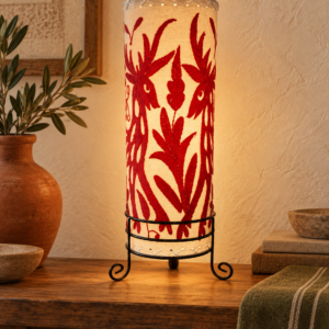 Handmade Tenango Embroidered Lamp – 15” | Hidalgo, Mexico