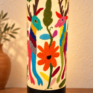 Handmade Tenango Embroidered Lamp – 15” | Hidalgo, Mexico