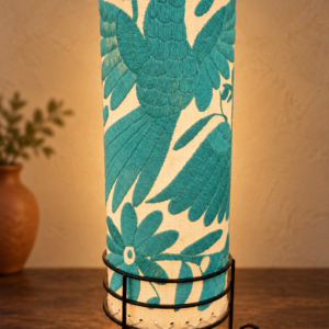 Handmade Tenango Embroidered Lamp – 15” | Hidalgo, Mexico