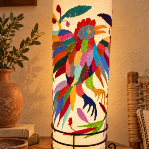 Handmade Tenango Embroidered Lamp – 15” | Hidalgo, Mexico