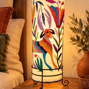 Handmade Tenango Embroidered Lamp – 15” | Hidalgo, Mexico