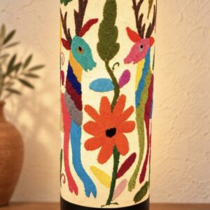 Handmade Tenango Embroidered Lamp – 15” | Hidalgo, Mexico