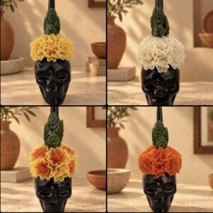 Large Handmade Oaxacan Beeswax Skull Candle – Floral Día de Muertos Decor