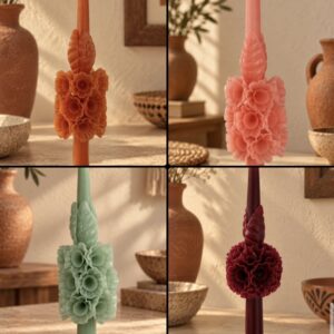 Handmade Oaxacan Decorated Beeswax Candle – Floral Mexican Folk Art