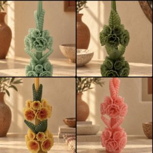 Handmade Oaxacan Double Carnation Beeswax Taper Candle
