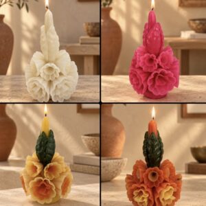 Handmade Oaxacan Carnation Beeswax Candle – 5.91 Inches