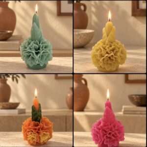 Handmade Oaxacan Carnation Beeswax Candle – 4.33 Inches