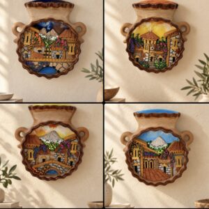 Village Wall Art Made Of Clay And Pumice Stone From Mexico, Decorative Wall Hanging Handmade By Mexican Artisans