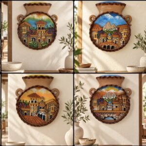 Cantaro Wall Decor Made Of Clay With Pumice Stone 3D Art From Mexico, Handmade By Mexican Artisans