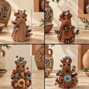 Mexican Ghost Cat & Dog Made Of Clay From Metepec Handmade