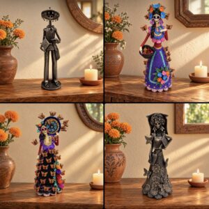 Catrina Skull Frida Kahlo Doll, Michoacan Mexico Made by Artisans Day Of The Dead, Human Skeleton, Mexican Decorations, Sugar Skull 21.6”